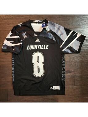 NWT ADIDAS Louisville Cardinals #8 BLACK Football Jersey L